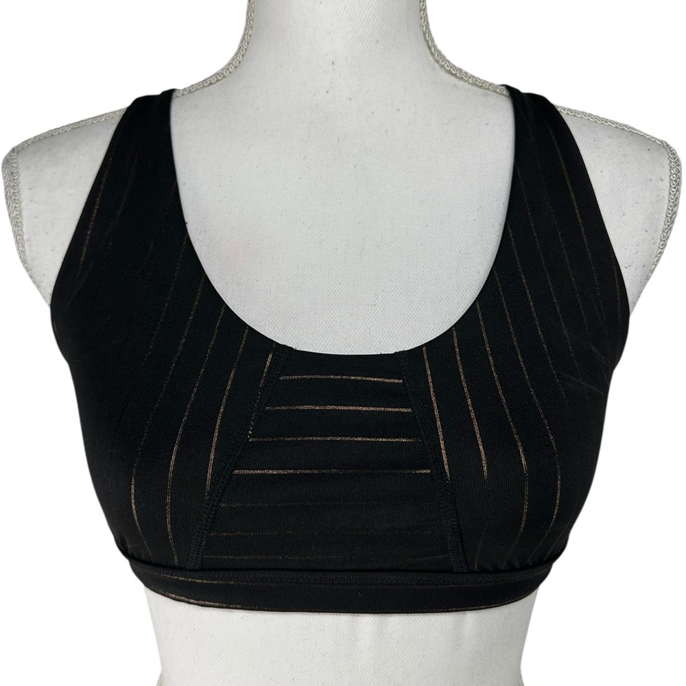 JOYLAB / Black & Metallic Gold Sports Bra / Criss-Cross Back / Medium / Festival